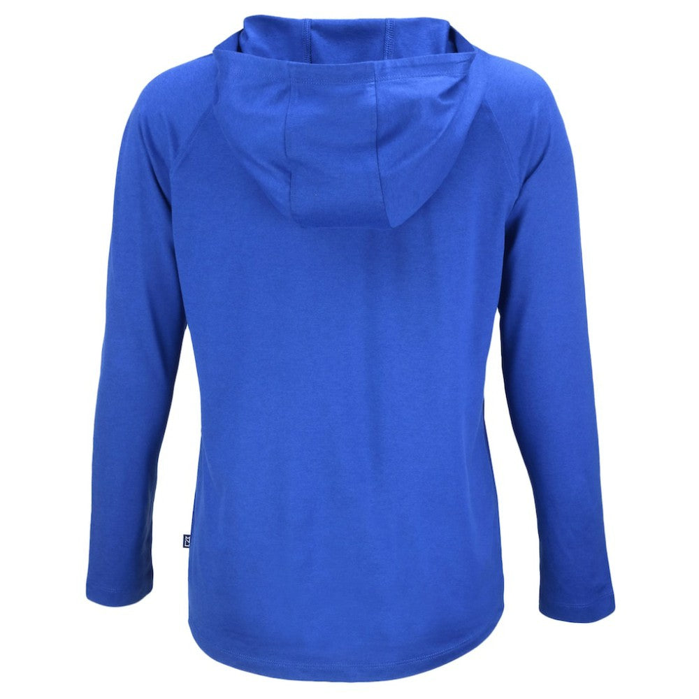 Royal Seattle Mariners Cutter & Buck Women's Cooperstown Collection Coastline Epic Comfort Eco Recycled Hoodie Raglan Long Sleeve T-Shirt