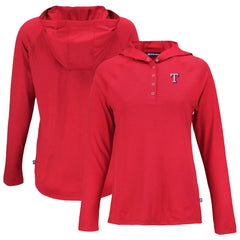Red Texas Rangers Cutter & Buck Women's  Coastline Epic Comfort Eco Recycled Hoodie Raglan Long Sleeve T-Shirt