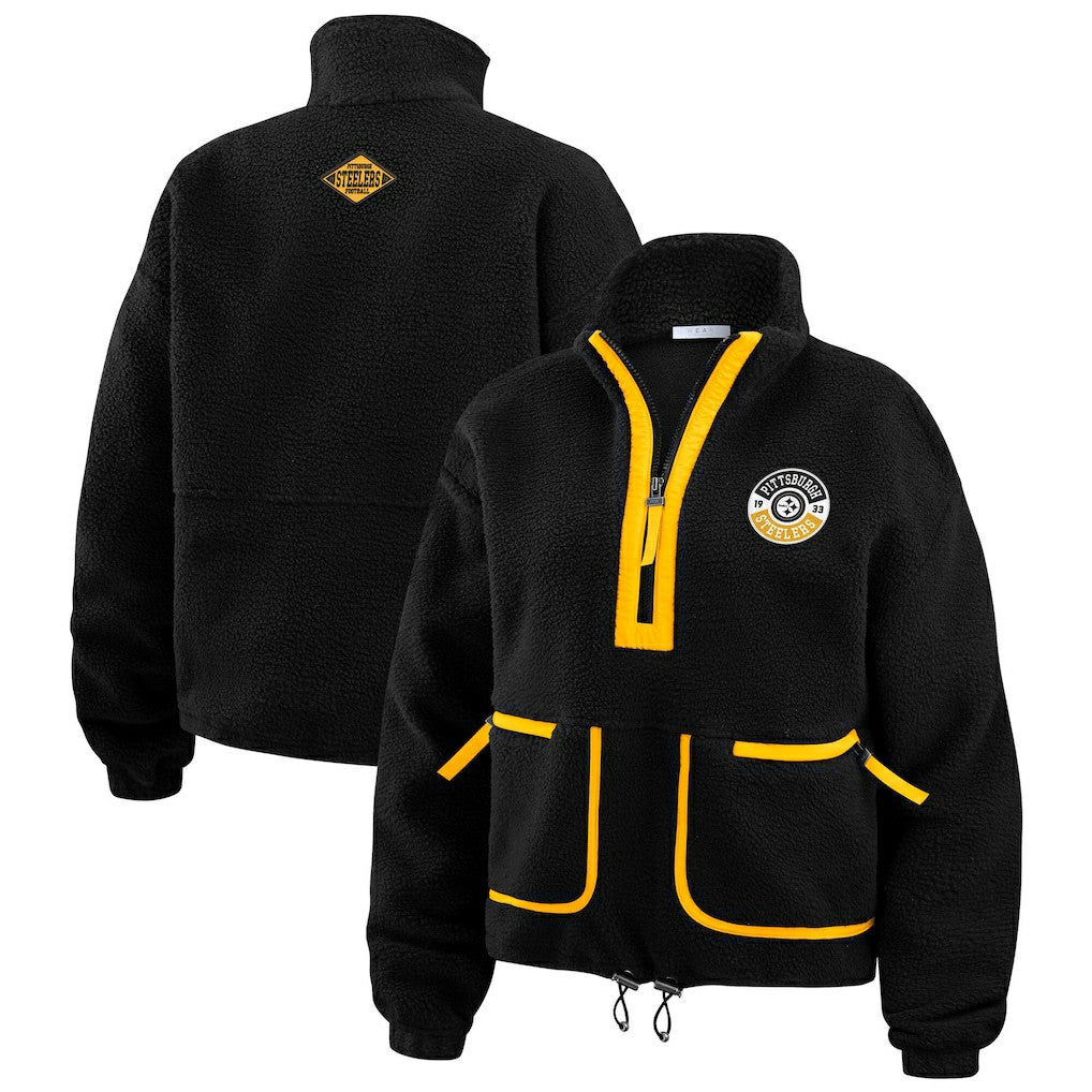 WEAR by Erin Andrews Women's Polar Fleece Half-Zip Jacket - Pittsburgh Steelers Jackets