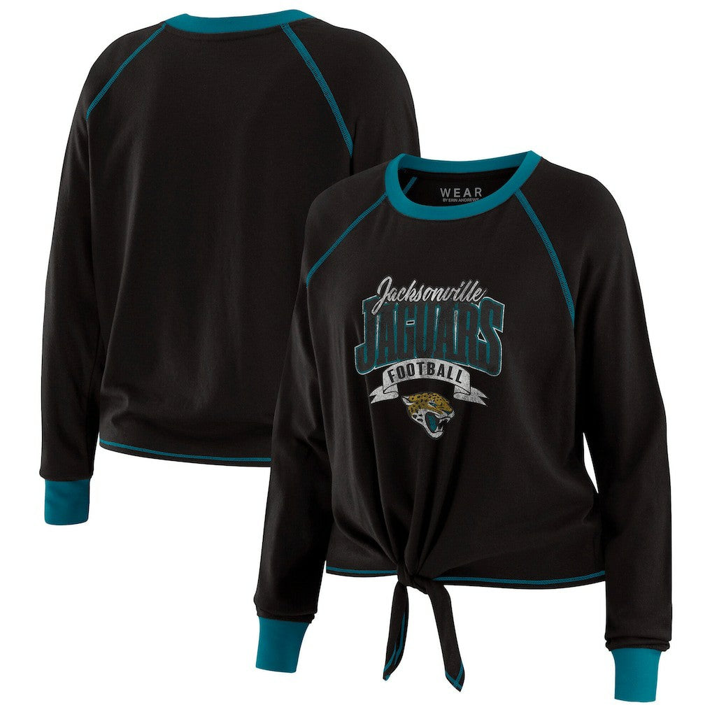 WEAR by Erin Andrews Women's Tie-Front Long Sleeve Top - Jacksonville Jaguars Tops