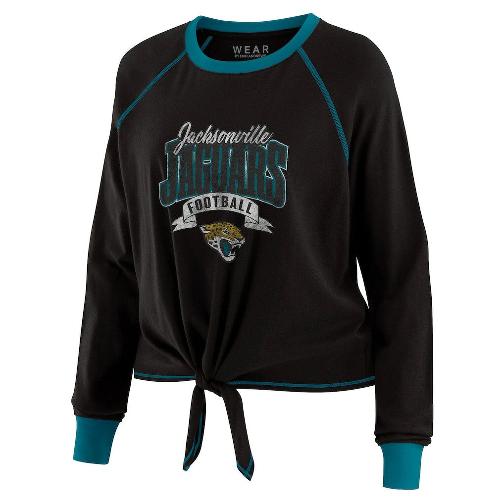 WEAR by Erin Andrews Women's Tie-Front Long Sleeve Top - Jacksonville Jaguars Tops