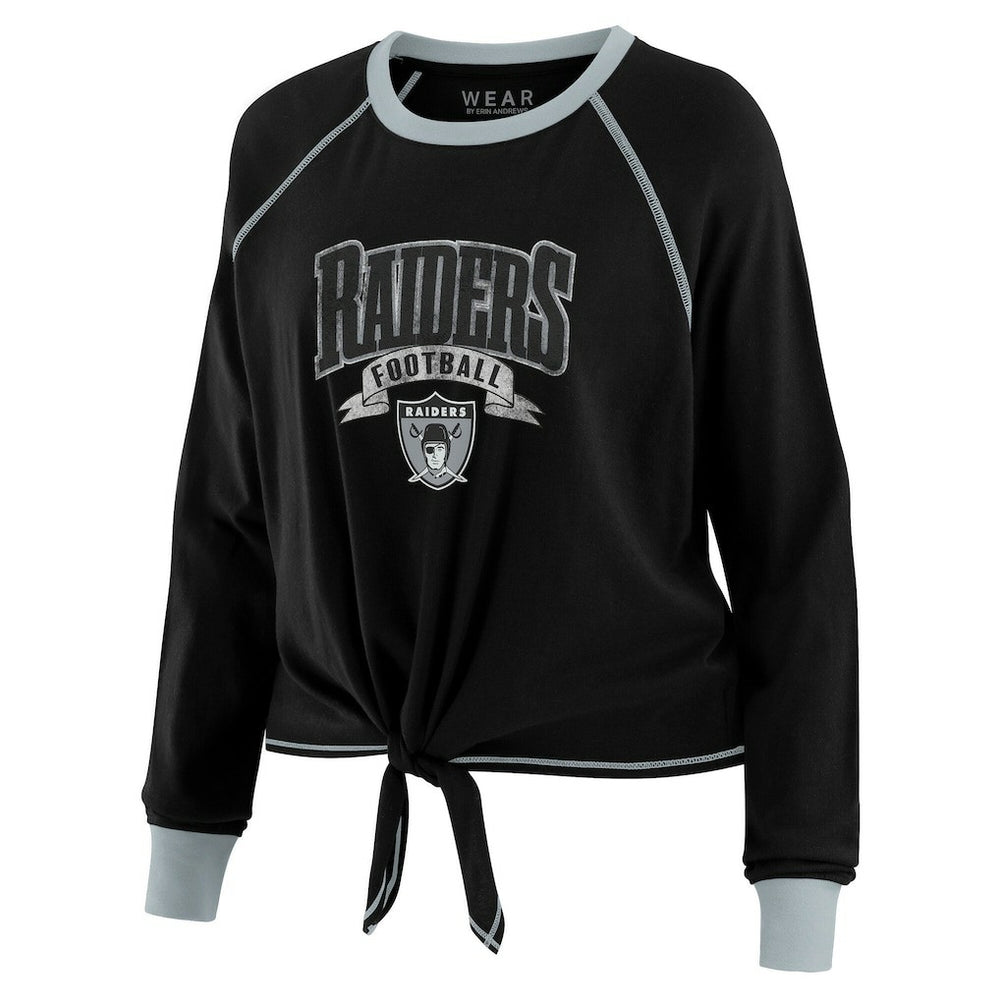 WEAR by Erin Andrews Women's Tie-Front Long Sleeve Top - Las Vegas Raiders Tops