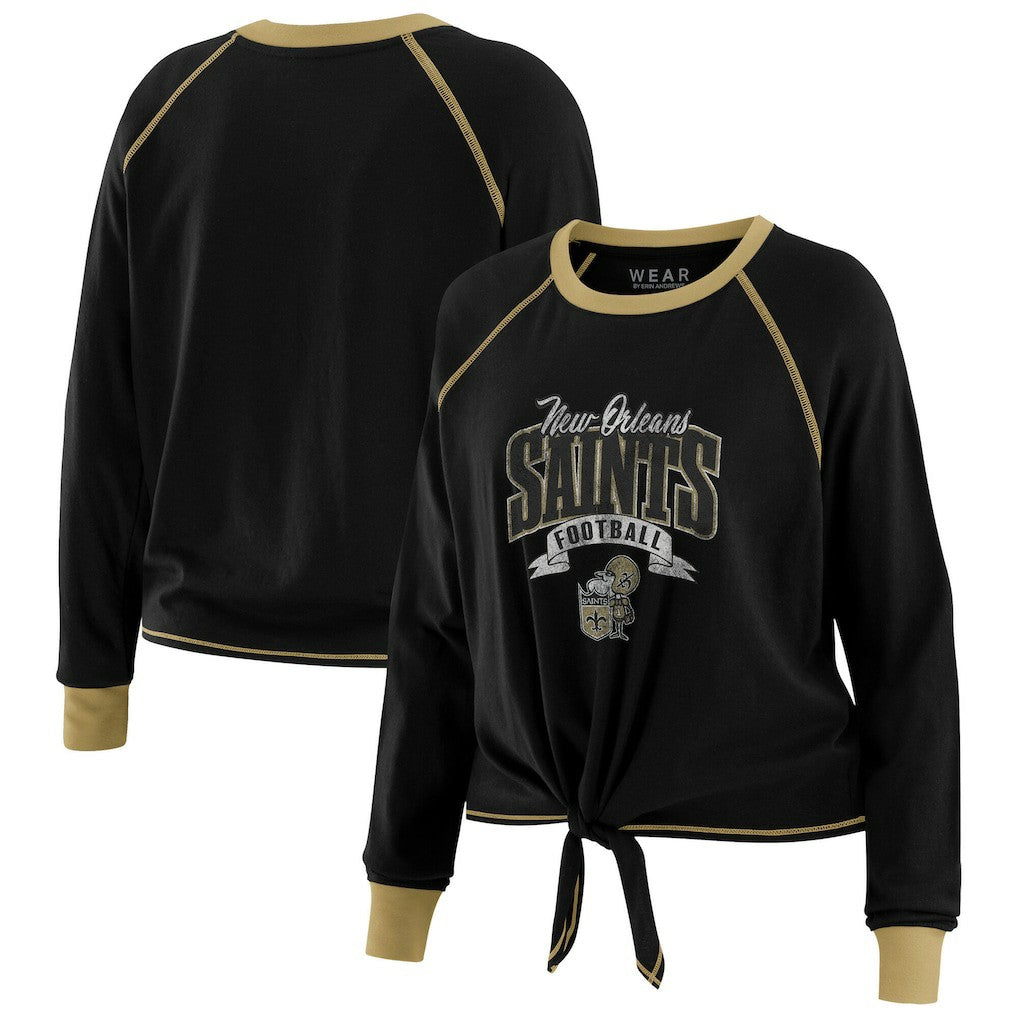 WEAR by Erin Andrews Women's Tie-Front Long Sleeve Top - New Orleans Saints Tops