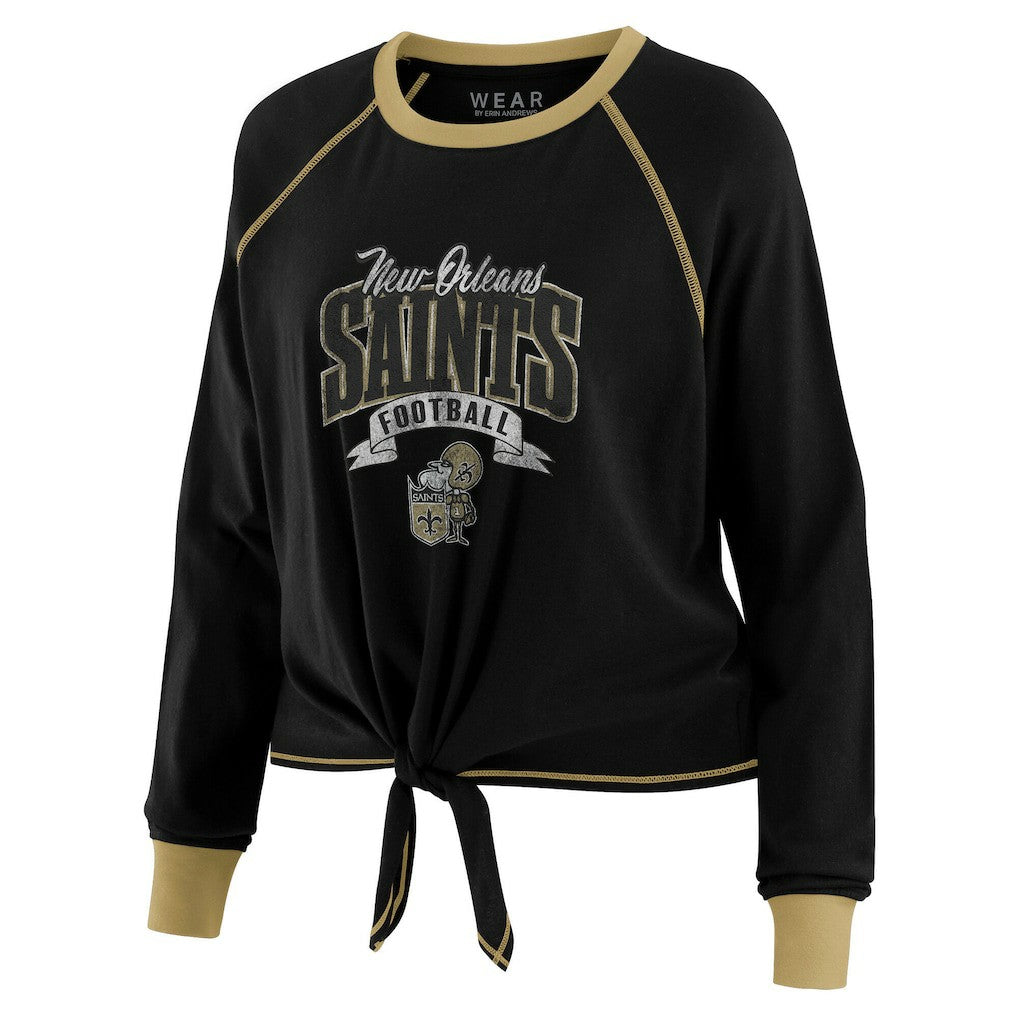 WEAR by Erin Andrews Women's Tie-Front Long Sleeve Top - New Orleans Saints Tops