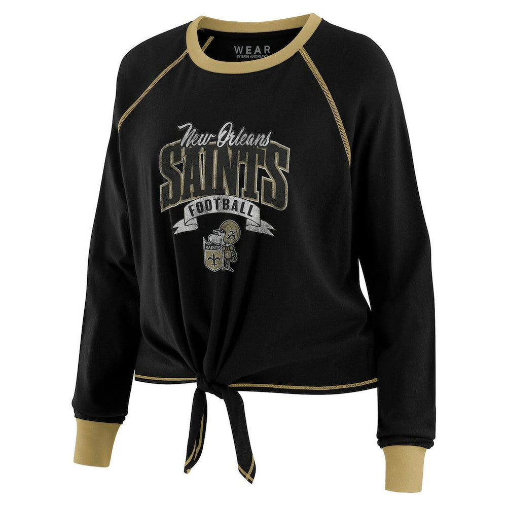 WEAR by Erin Andrews Women's Tie-Front Long Sleeve Top - New Orleans Saints Tops