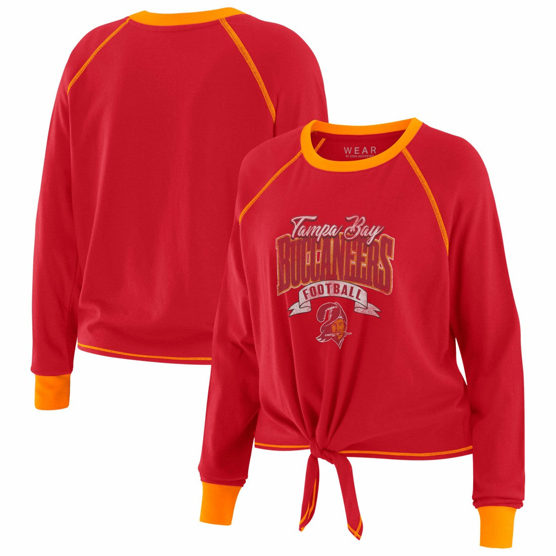 WEAR by Erin Andrews Women's Tie-Front Long Sleeve Top - Tampa Bay Buccaneers Tops