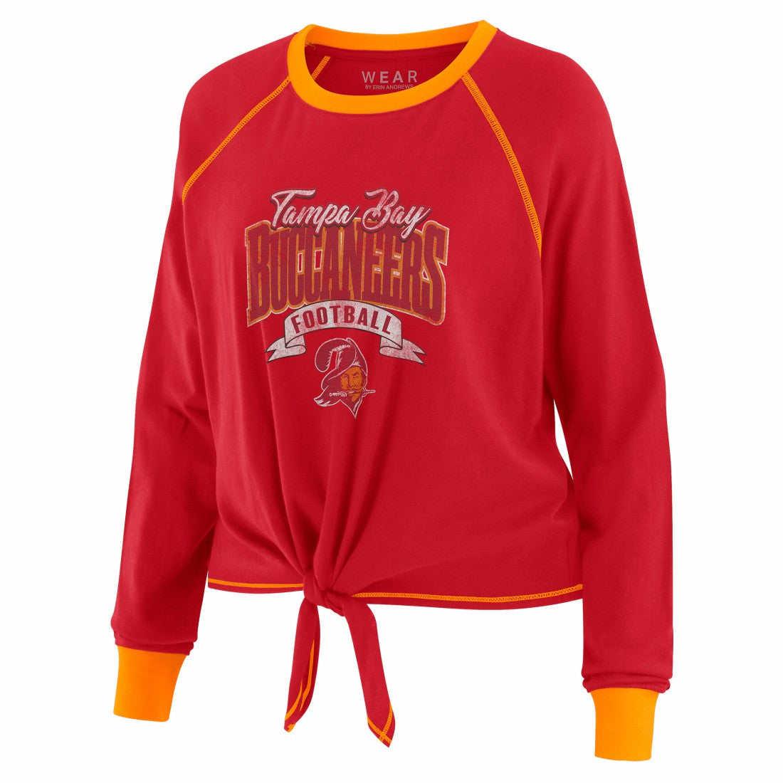 WEAR by Erin Andrews Women's Tie-Front Long Sleeve Top - Tampa Bay Buccaneers Tops