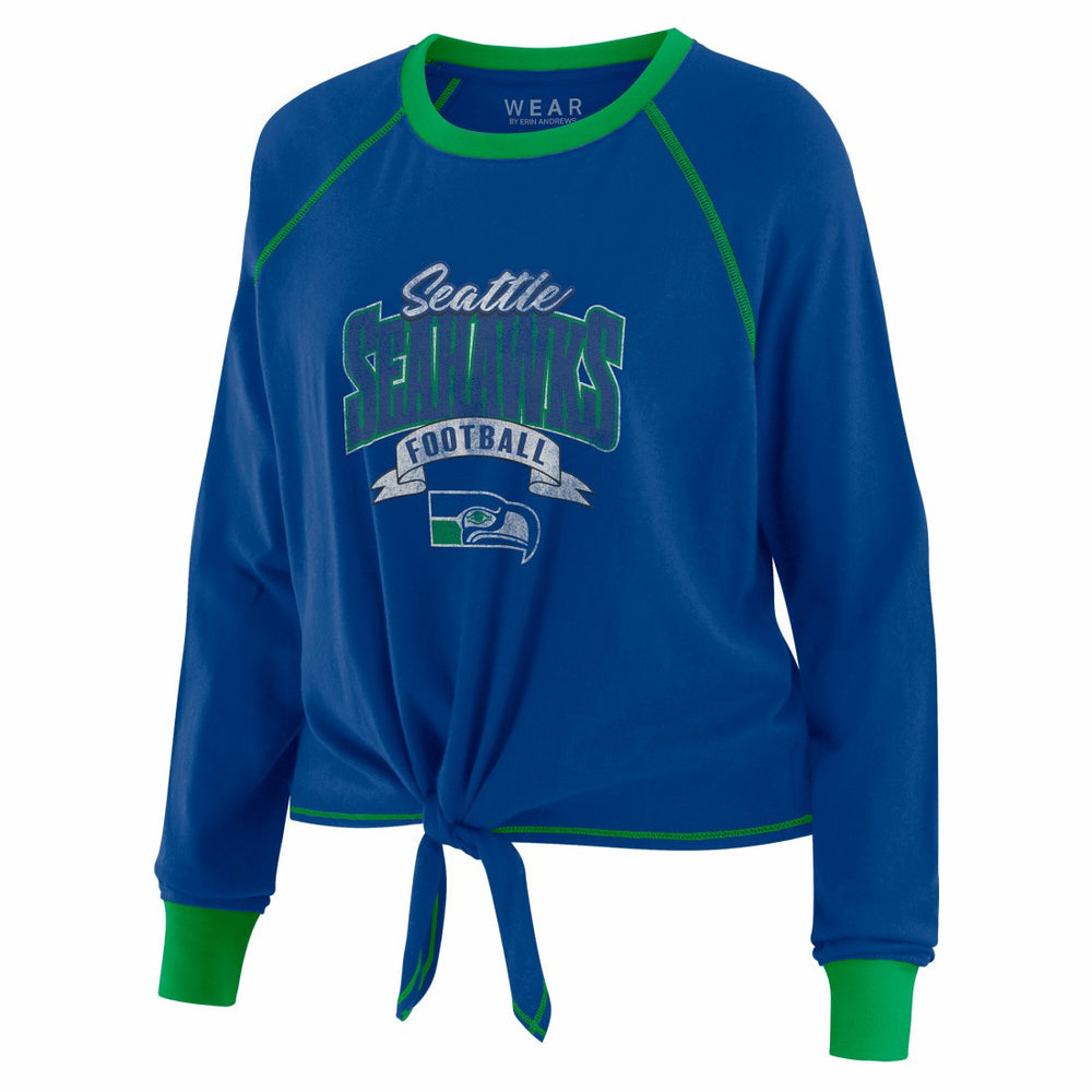 WEAR by Erin Andrews Women's Tie-Front Long Sleeve Top - Seattle Seahawks Tops