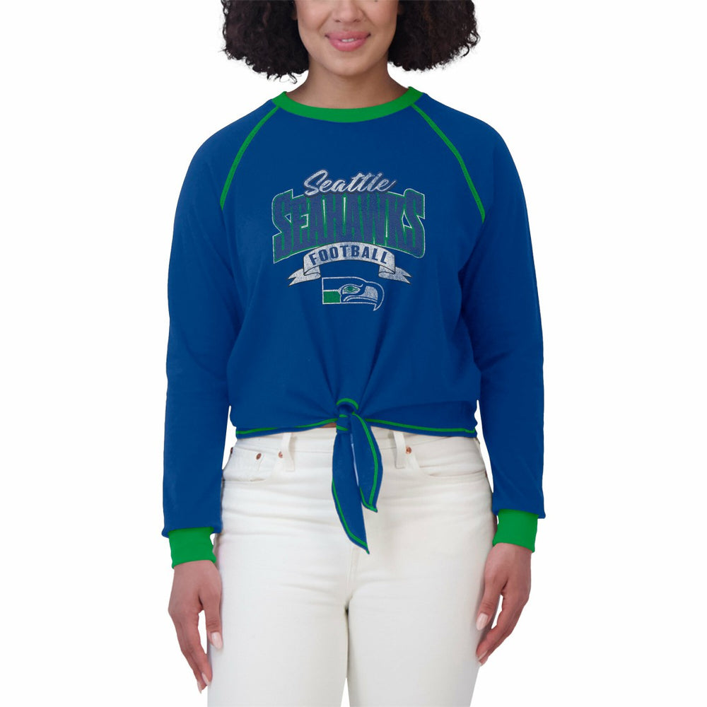 WEAR by Erin Andrews Women's Tie-Front Long Sleeve Top - Seattle Seahawks Tops