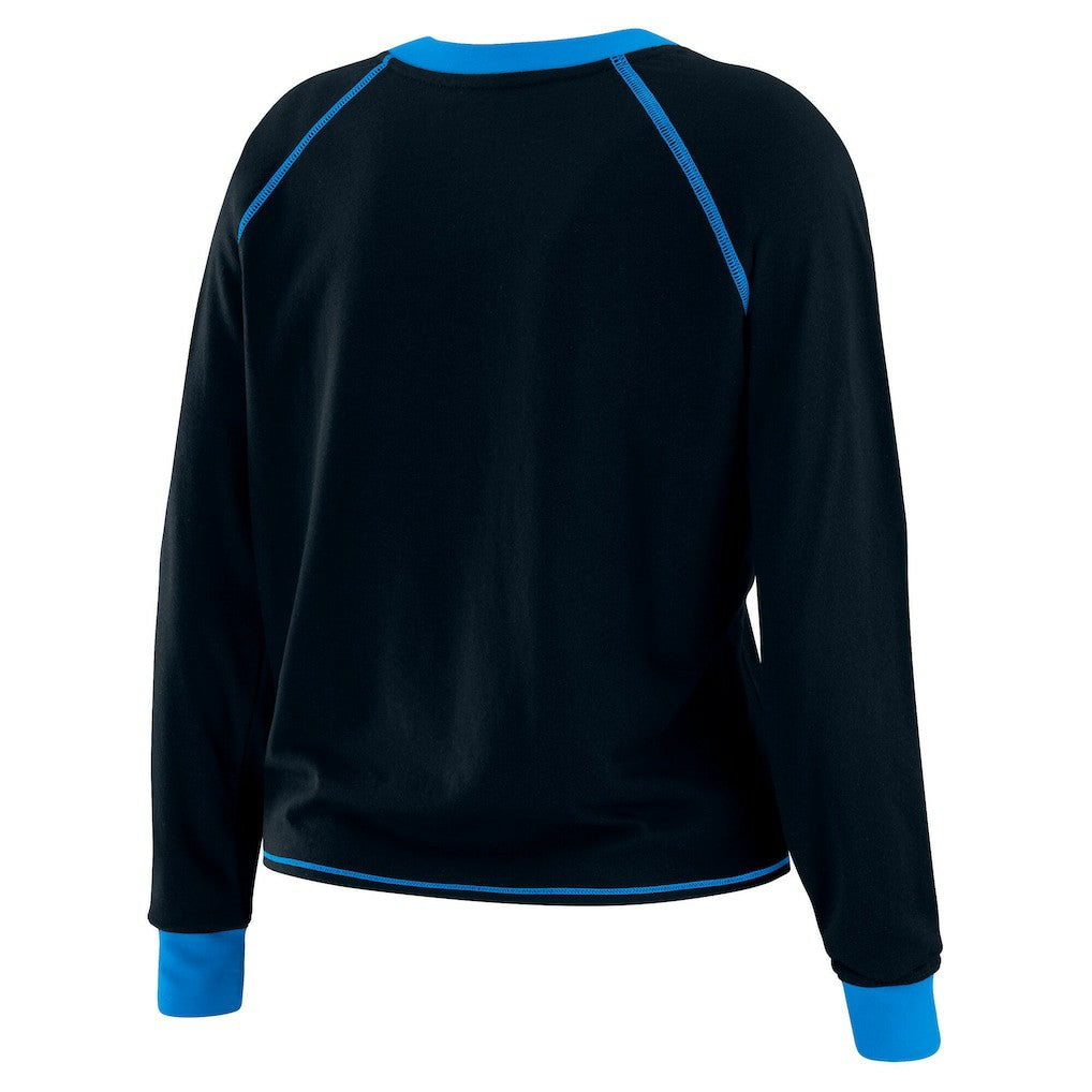 WEAR by Erin Andrews Women's Tie-Front Long Sleeve Top - Carolina Panthers Tops