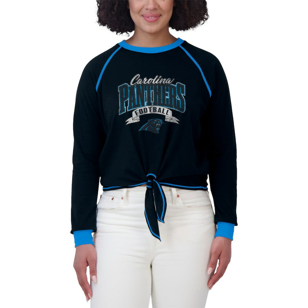 WEAR by Erin Andrews Women's Tie-Front Long Sleeve Top - Carolina Panthers Tops