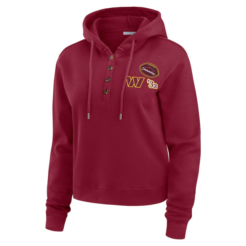 WEAR by Erin Andrews Women's Waffle Hoodie Pullover Top - Washington Commanders Hoodies