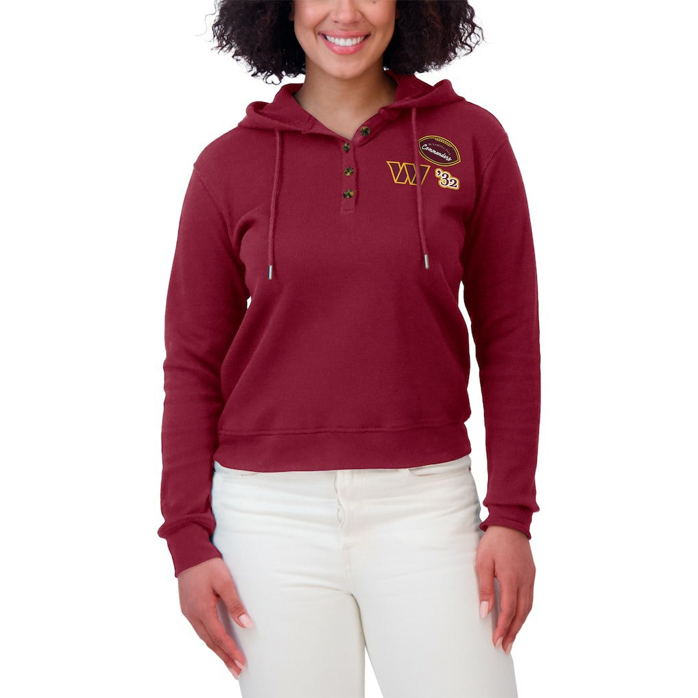 WEAR by Erin Andrews Women's Waffle Hoodie Pullover Top - Washington Commanders Hoodies
