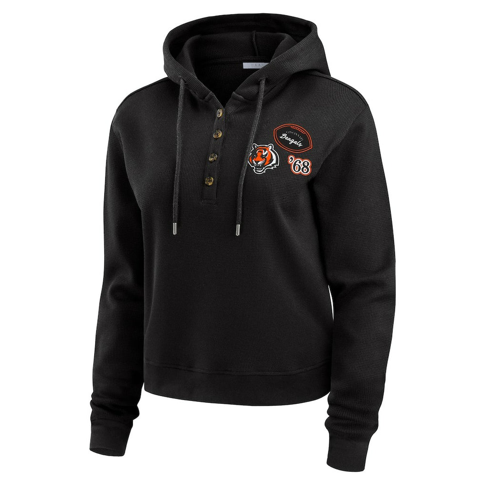 WEAR by Erin Andrews Women's Waffle Hoodie Pullover Top - Cincinnati Bengals Hoodies