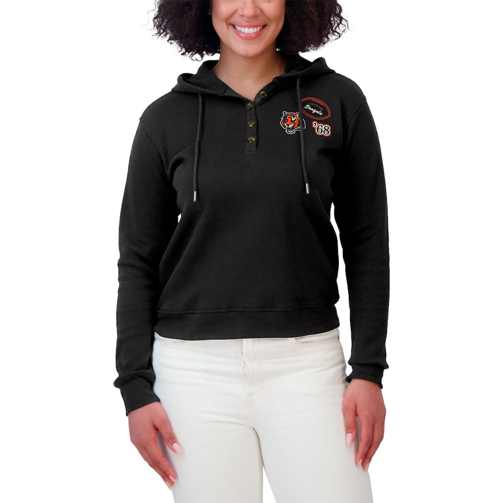 WEAR by Erin Andrews Women's Waffle Hoodie Pullover Top - Cincinnati Bengals Hoodies