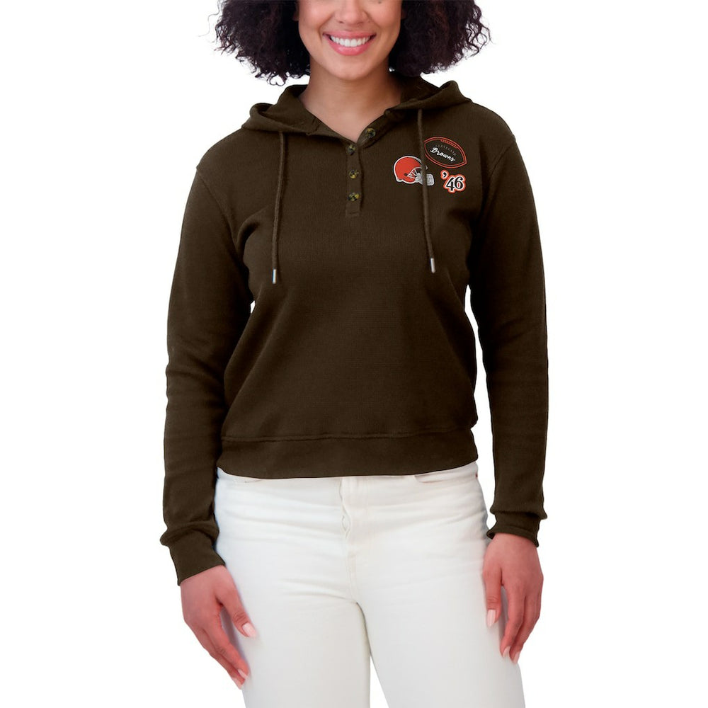 WEAR by Erin Andrews Women's Waffle Hoodie Pullover Top - Cleveland Browns Hoodies