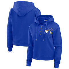 WEAR by Erin Andrews Women's Waffle Hoodie Pullover Top - Los Angeles Rams Hoodies
