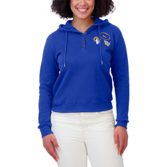WEAR by Erin Andrews Women's Waffle Hoodie Pullover Top - Los Angeles Rams Hoodies