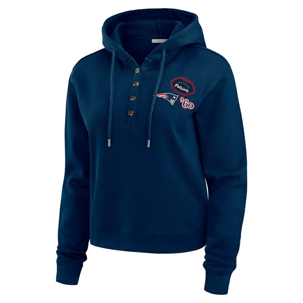 WEAR by Erin Andrews Women's Waffle Hoodie Pullover Top - New England Patriots Hoodies
