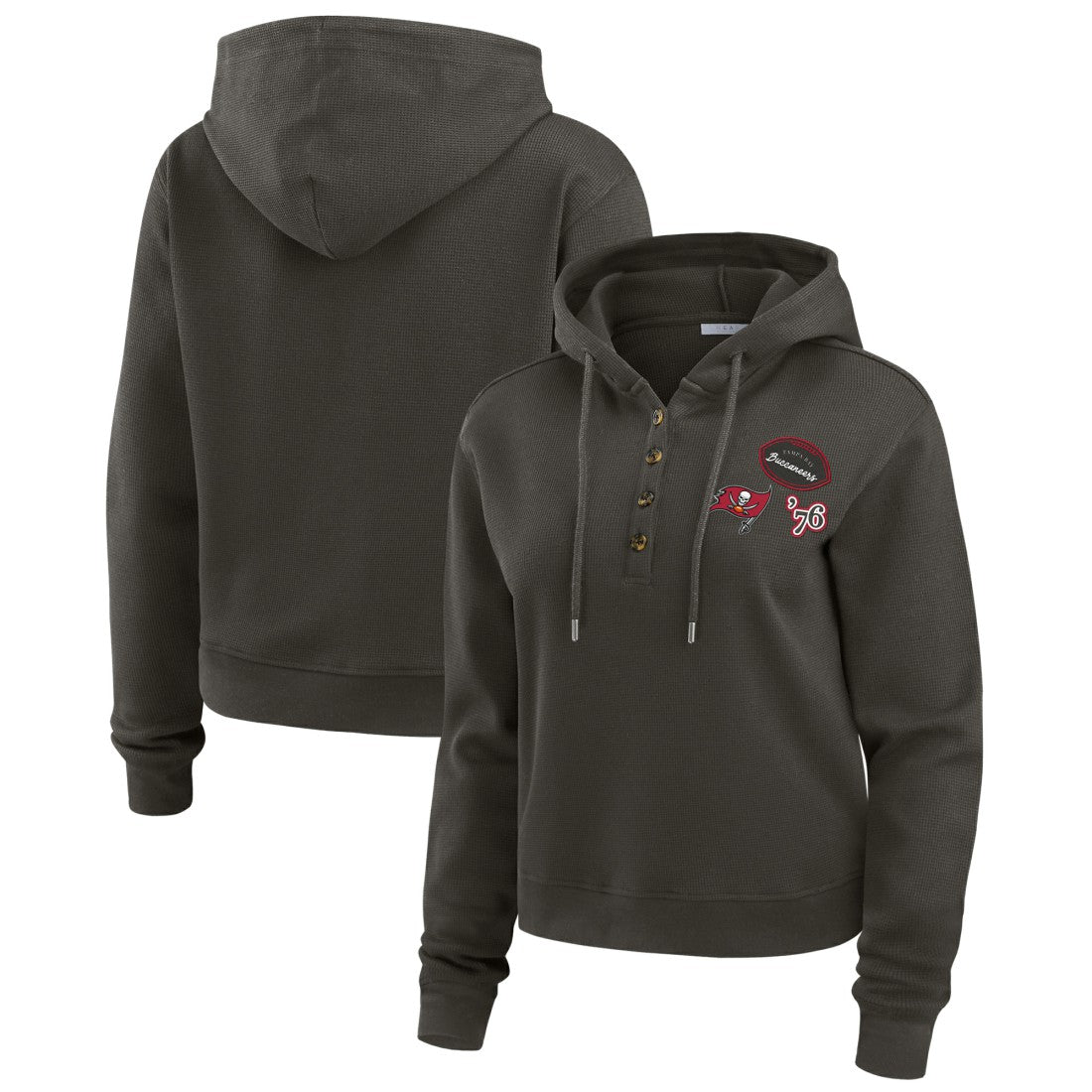 WEAR by Erin Andrews Women's Waffle Hoodie Pullover Top - Tampa Bay Buccaneers Hoodies