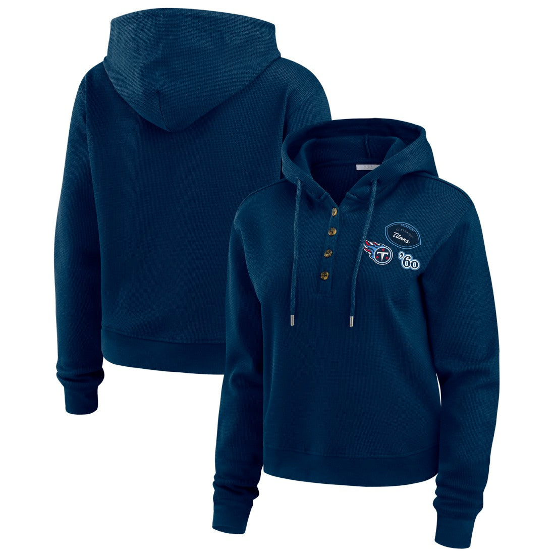 WEAR by Erin Andrews Women's Waffle Hoodie Pullover Top - Tennessee Titans Hoodies