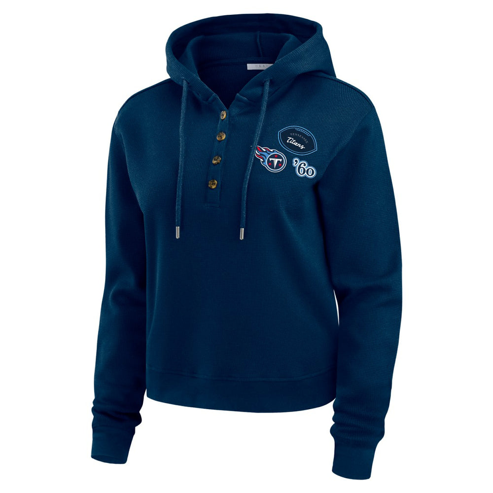 WEAR by Erin Andrews Women's Waffle Hoodie Pullover Top - Tennessee Titans Hoodies