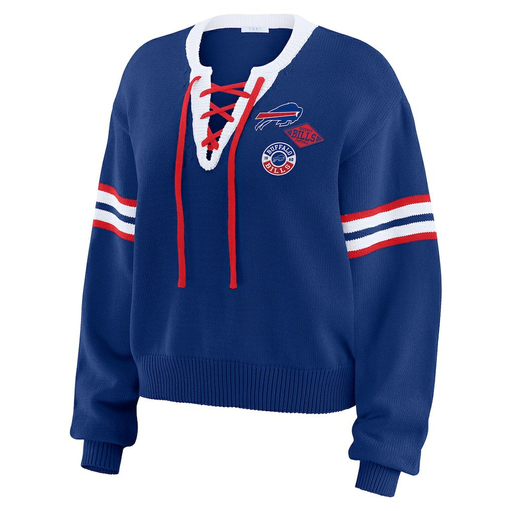 WEAR by Erin Andrews Women's Lace-Up Pullover Sweatshirt - Buffalo Bills Pullover