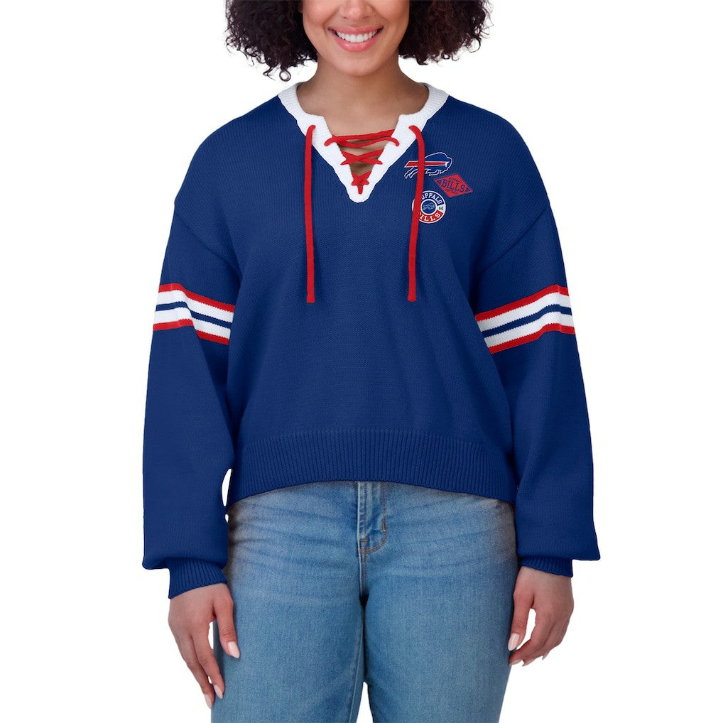 WEAR by Erin Andrews Women's Lace-Up Pullover Sweatshirt - Buffalo Bills Pullover