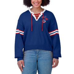 WEAR by Erin Andrews Women's Lace-Up Pullover Sweatshirt - Buffalo Bills Pullover