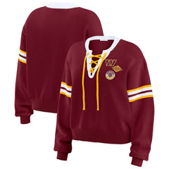 WEAR by Erin Andrews Women's Lace-Up Pullover Sweatshirt - Washington Commanders Pullover