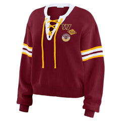 WEAR by Erin Andrews Women's Lace-Up Pullover Sweatshirt - Washington Commanders Pullover