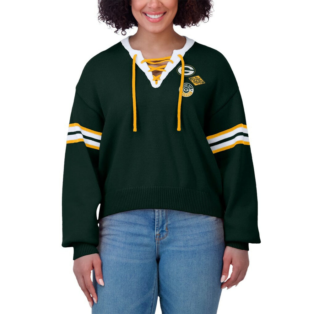 WEAR by Erin Andrews Women's Lace-Up Pullover Sweatshirt - Green Bay Packers Pullover