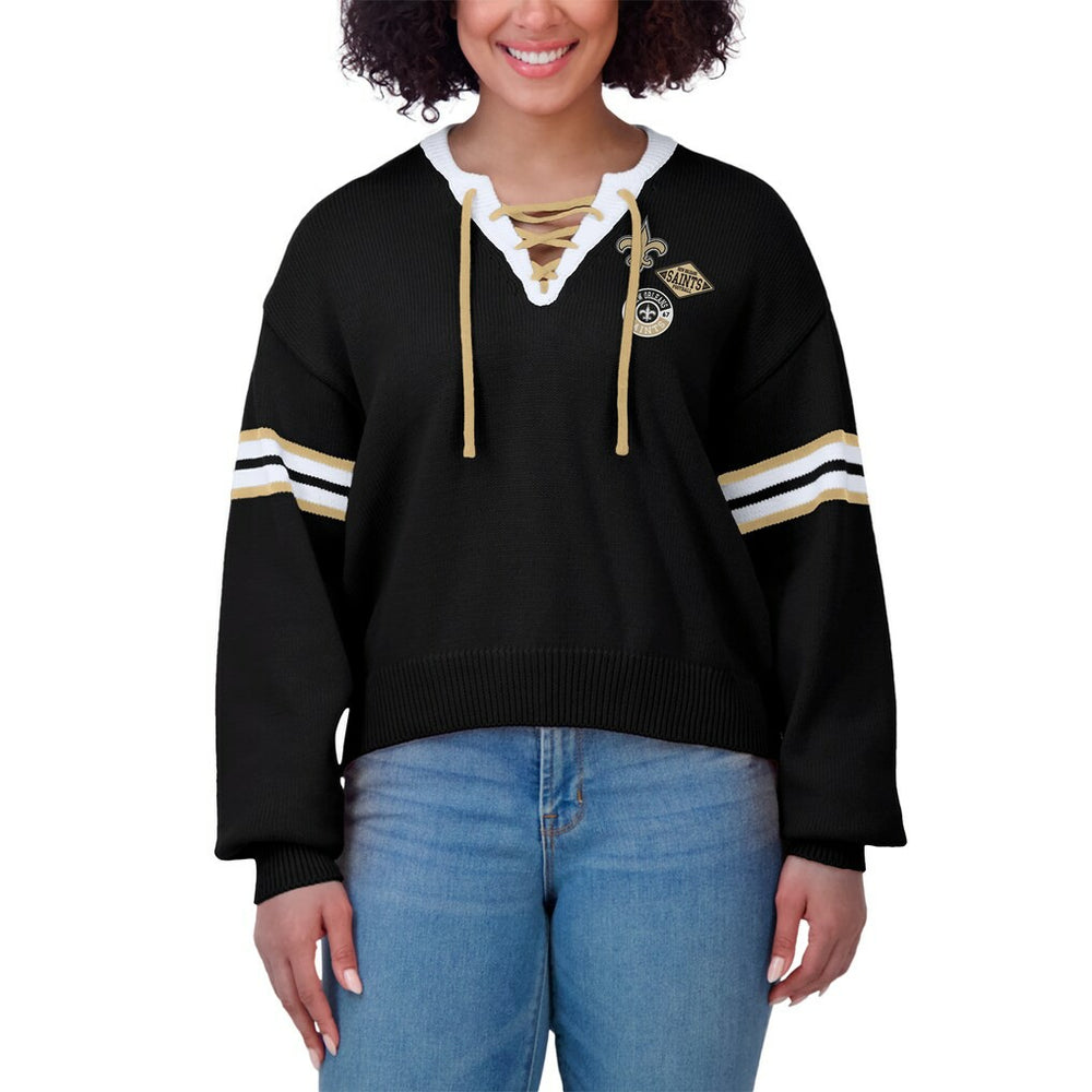 WEAR by Erin Andrews Women's Lace-Up Pullover Sweatshirt - New Orleans Saints Pullover