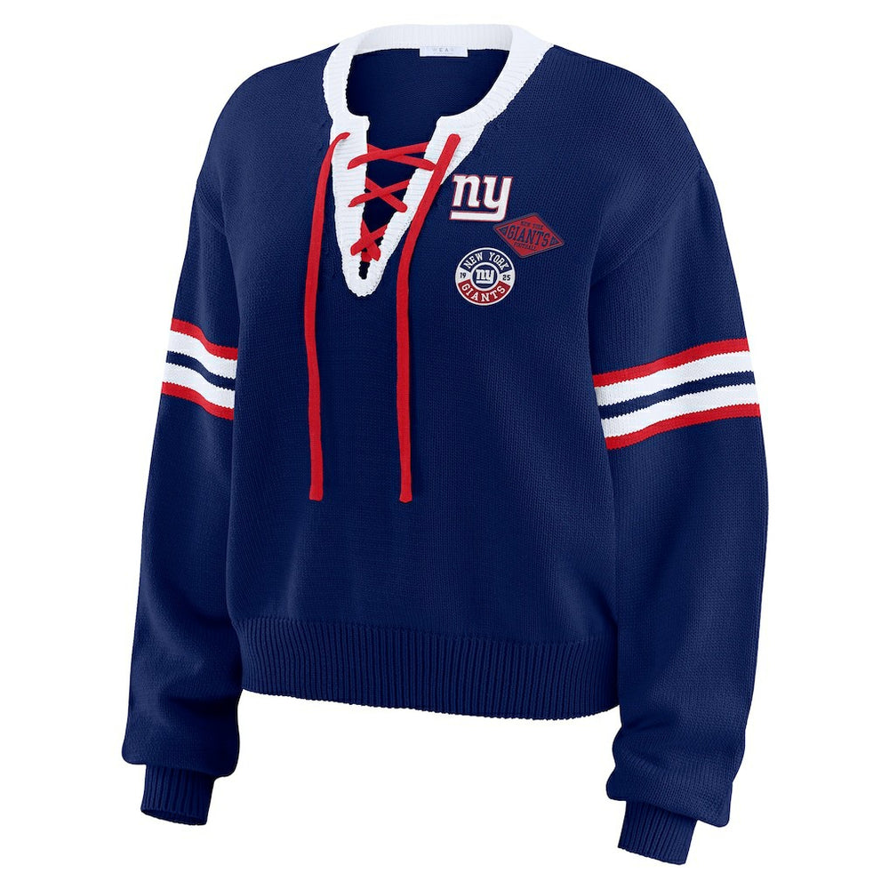 WEAR by Erin Andrews Women's Lace-Up Pullover Sweatshirt - New York Giants Pullover