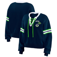 WEAR by Erin Andrews Women's Lace-Up Pullover Sweatshirt - Seattle Seahawks Pullover