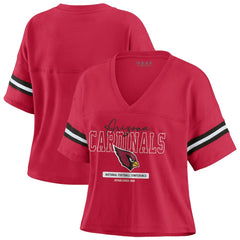 WEAR by Erin Andrews Women's Color Block Boxy Modest Crop V-Neck T-Shirt - Arizona Cardinals T-shirts