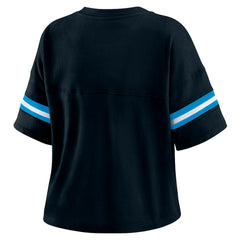 WEAR by Erin Andrews Women's Color Block Boxy Modest Crop V-Neck T-Shirt - Carolina Panthers T-shirts