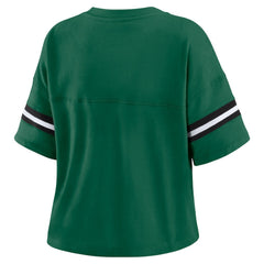 WEAR by Erin Andrews Women's Color Block Boxy Modest Crop V-Neck T-Shirt - New York Jets T-shirts