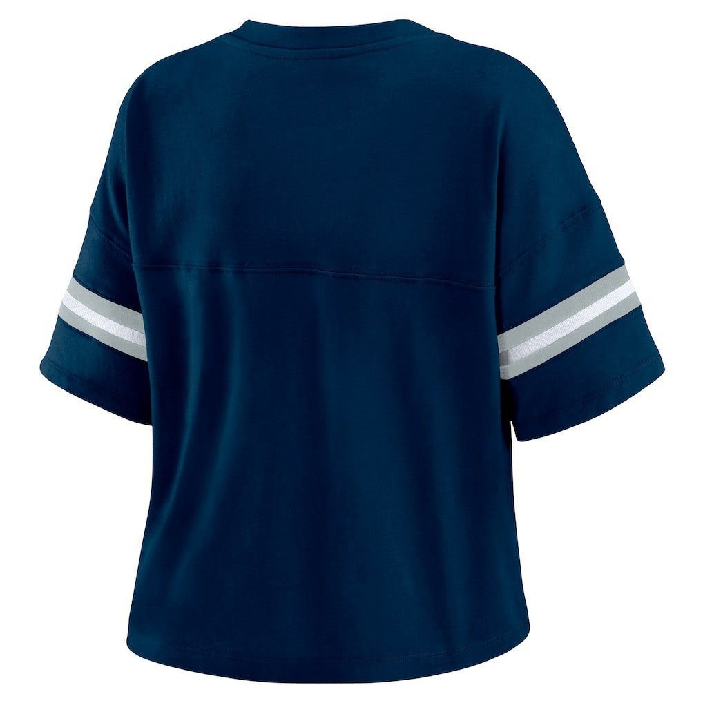 WEAR by Erin Andrews Women's Color Block Boxy Modest Crop V-Neck T-Shirt - Dallas Cowboys T-shirts