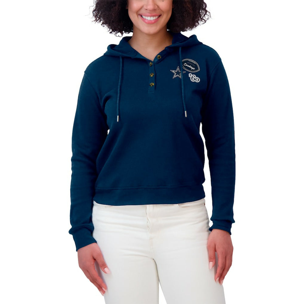 WEAR by Erin Andrews Women's Waffle Hoodie Pullover Top - Dallas Cowboys Hoodies