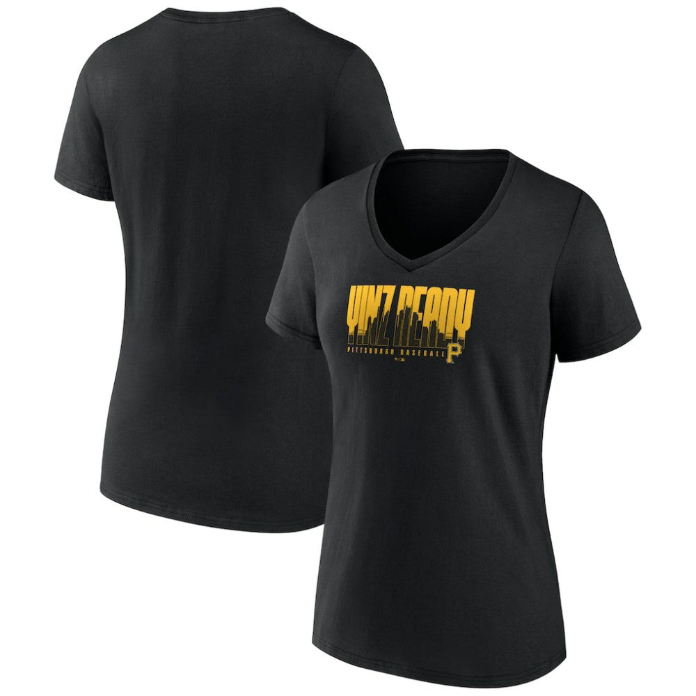 Black Pittsburgh Pirates Fanatics Women's Yinz Ready V-Neck T-Shirt