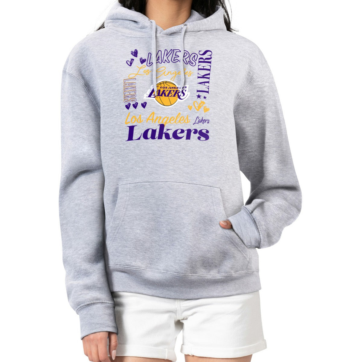 Los Angeles Lakers G-III 4Her by Carl Banks Women's Team Collage Graphic Fleece Pullover Hoodie
