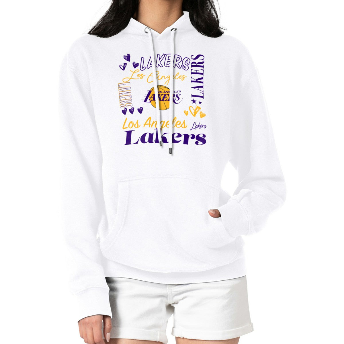Los Angeles Lakers G-III 4Her by Carl Banks Women's Team Collage Graphic Fleece Pullover Hoodie