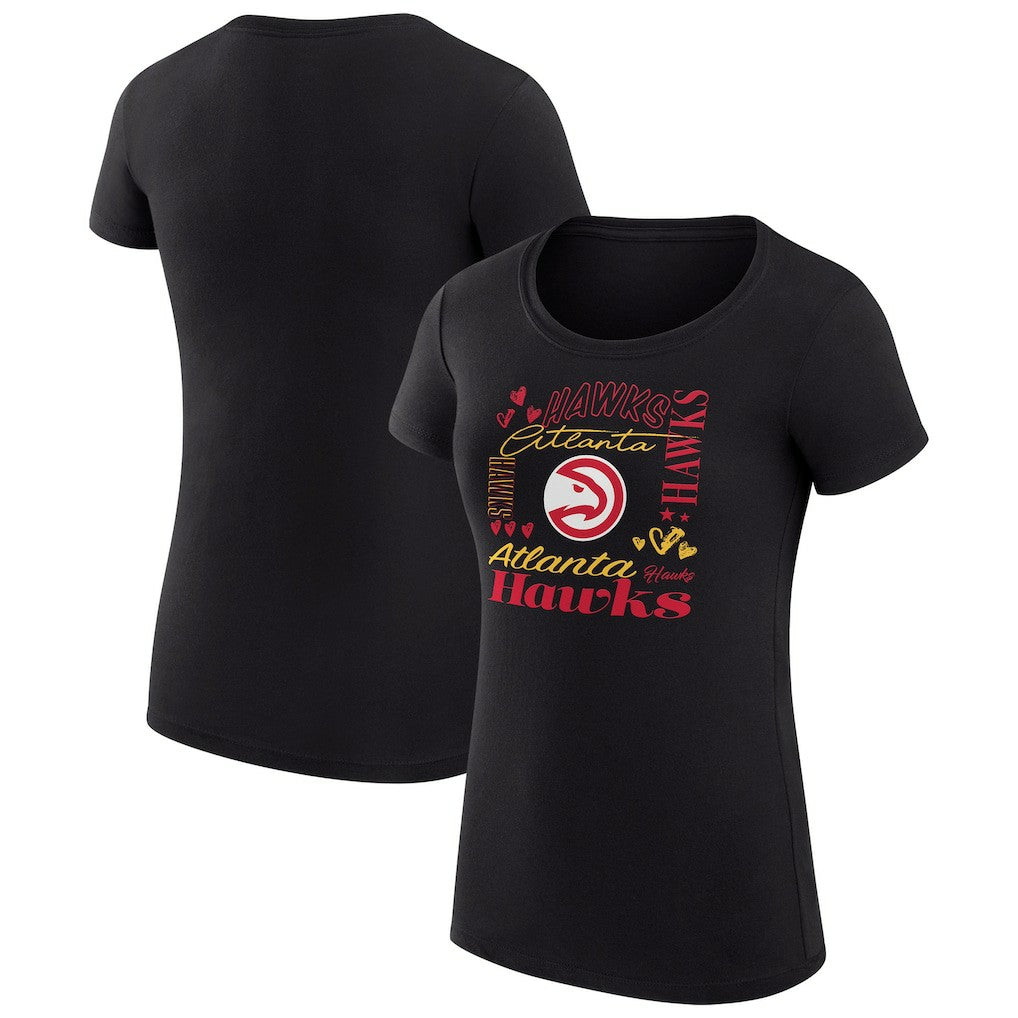 Atlanta Hawks G-III 4Her by Carl Banks Women's Super-Slim Fit Lightweight Team Name Collage Graphic T-Shirt