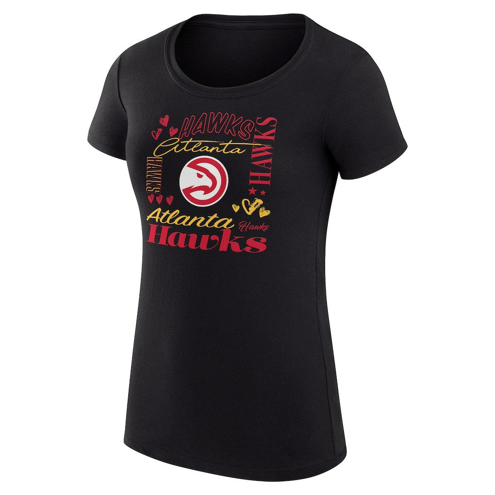Atlanta Hawks G-III 4Her by Carl Banks Women's Super-Slim Fit Lightweight Team Name Collage Graphic T-Shirt