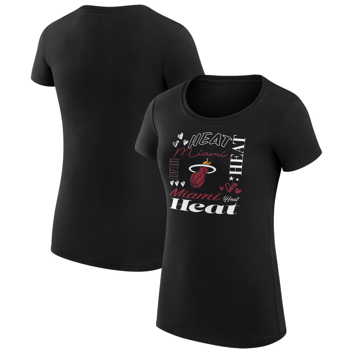 Miami Heat G-III 4Her by Carl Banks Women's Super-Slim Fit Lightweight Team Name Collage Graphic T-Shirt