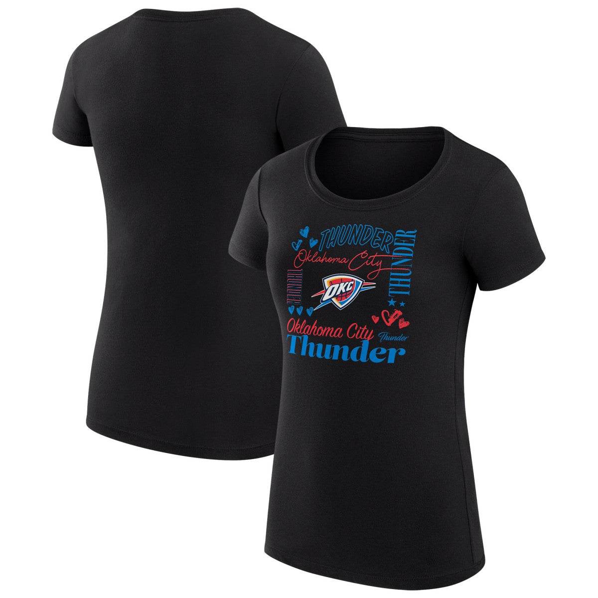 Oklahoma City Thunder G-III 4Her by Carl Banks Women's Super-Slim Fit Lightweight Team Name Collage Graphic T-Shirt