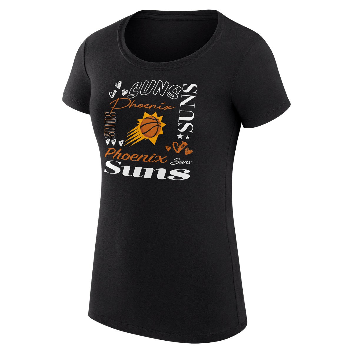 Phoenix Suns G-III 4Her by Carl Banks Women's Super-Slim Fit Lightweight Team Name Collage Graphic T-Shirt