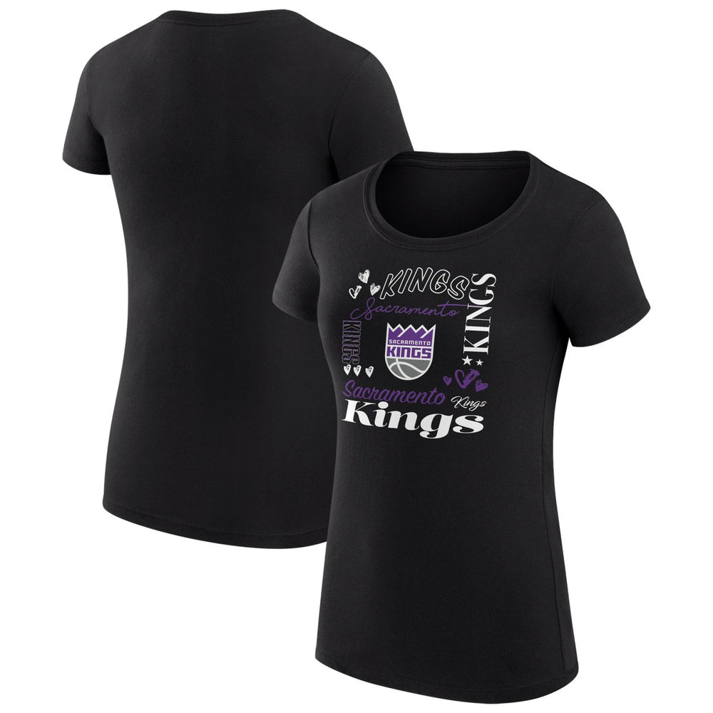 Sacramento Kings G-III 4Her by Carl Banks Women's Super-Slim Fit Lightweight Team Name Collage Graphic T-Shirt
