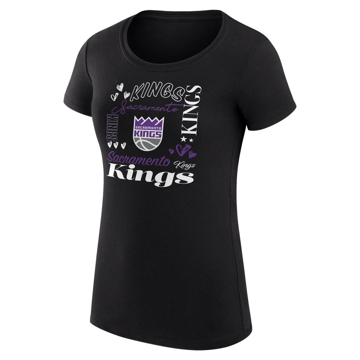 Sacramento Kings G-III 4Her by Carl Banks Women's Super-Slim Fit Lightweight Team Name Collage Graphic T-Shirt